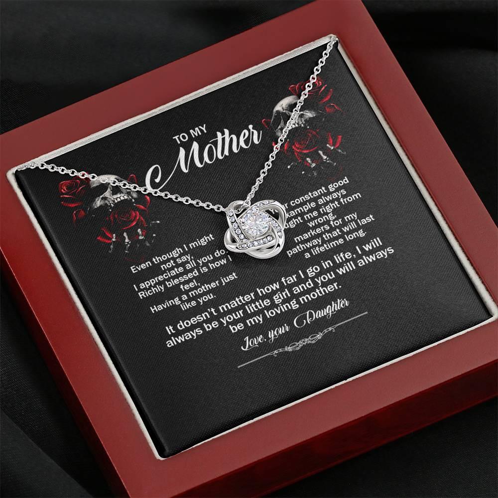To My Loving Mother Love Knot Necklace - Wonder Skull