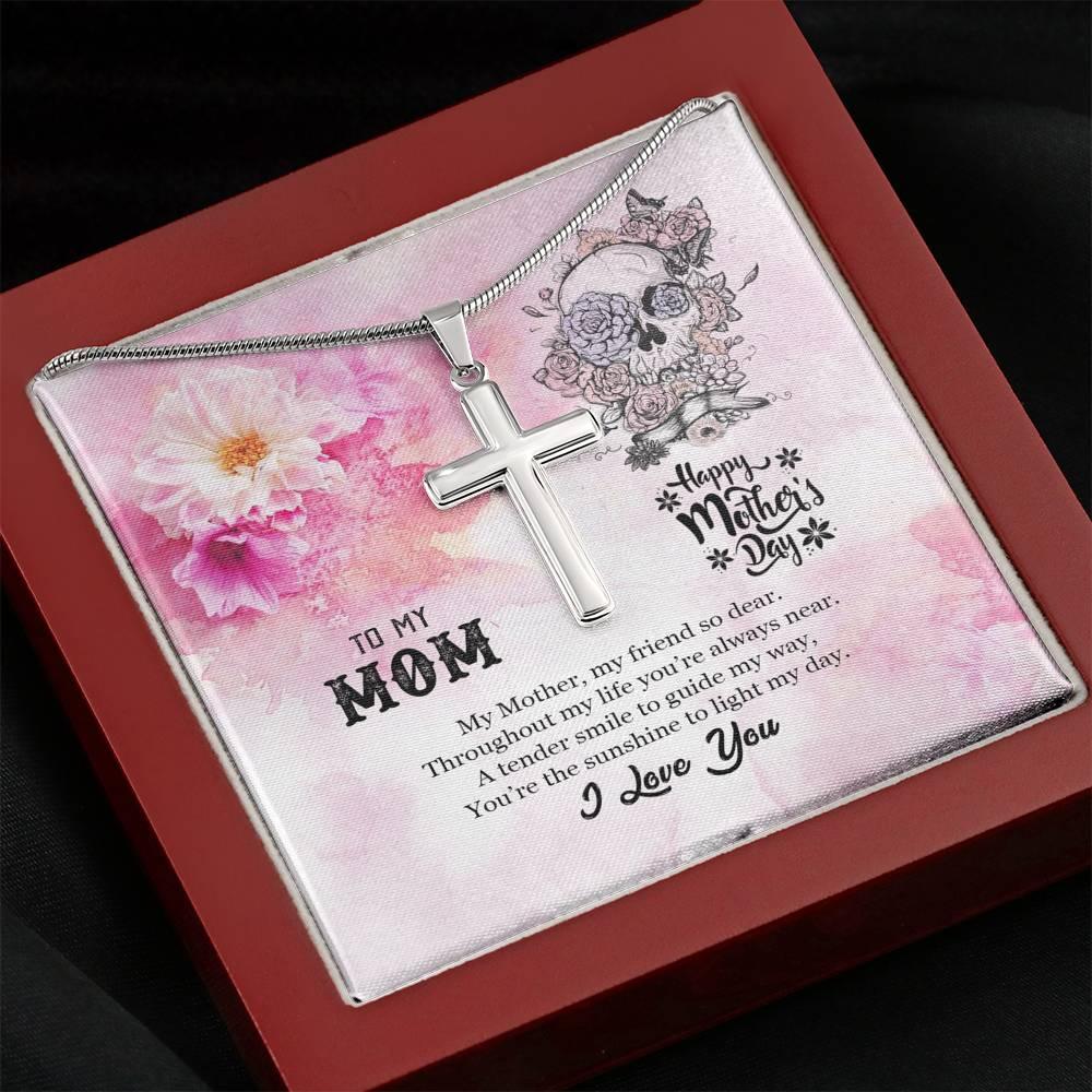 Mom You Are The Sunshine Artisan Crafted Cross Necklace - Wonder Skull
