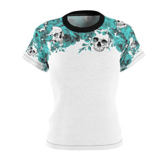 Human Skulls With Flower All Over Print T-shirt For Women - Wonder Skull