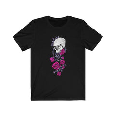 Skull And Magenta Rose T-Shirt - Wonder Skull