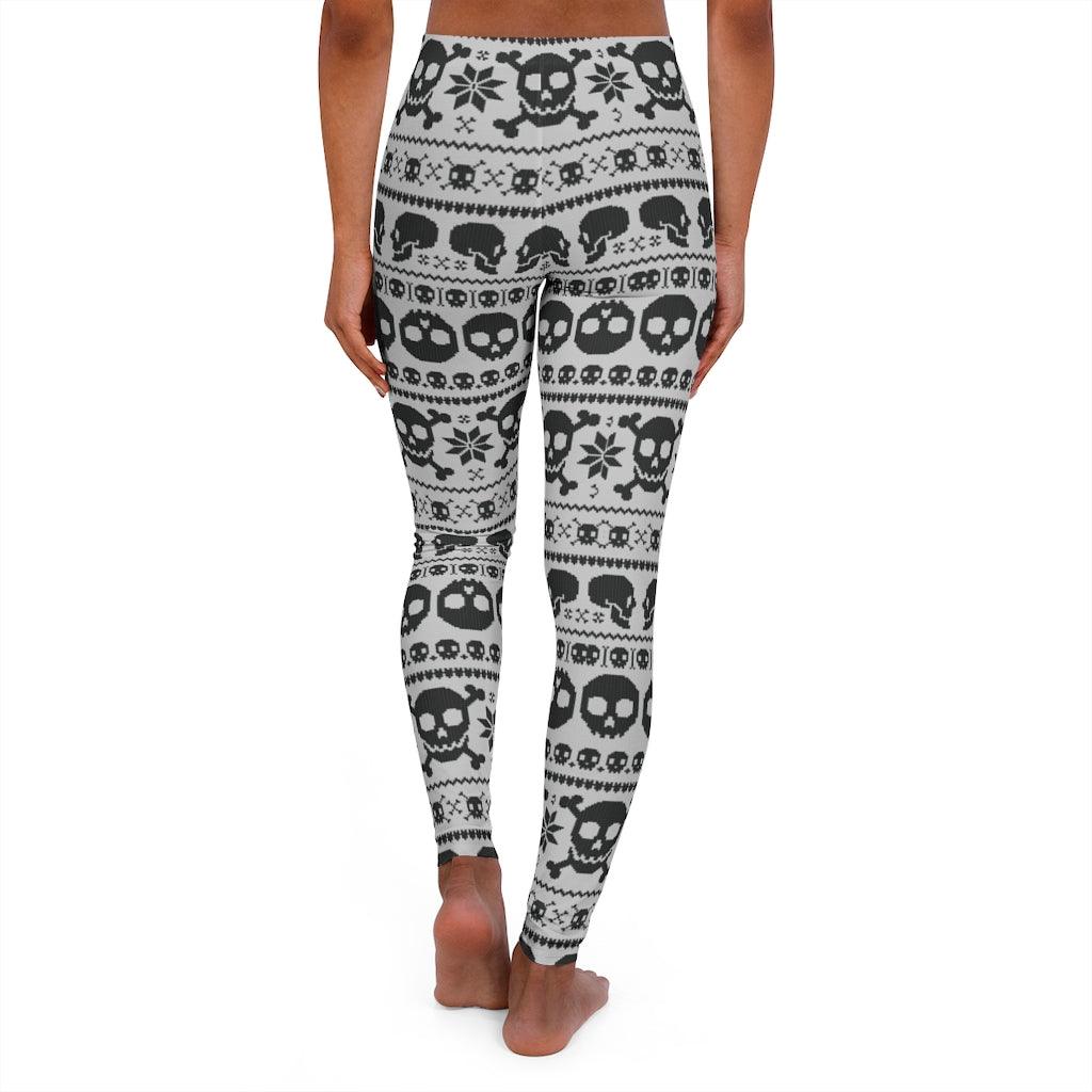Black Skull Pixel Women's Spandex Leggings - Wonder Skull