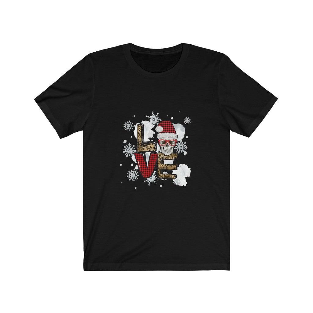 Leopard Skin Texture Love Christmas Skull T-Shirt - Wonder Skull