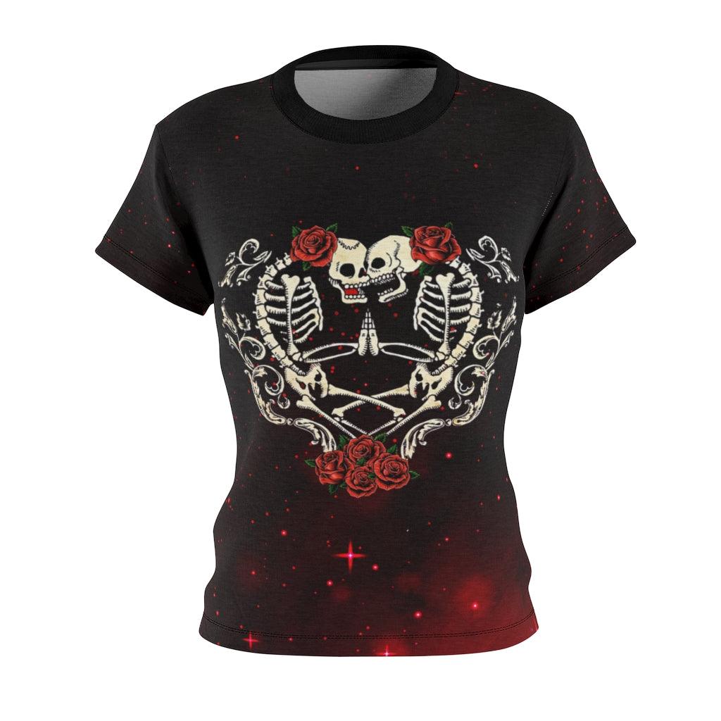 Mysterious Love Skull All Over Print T-shirt For Women - Wonder Skull