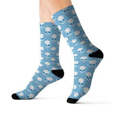 Skull Blue Flanned Sublimation Socks - Wonder Skull