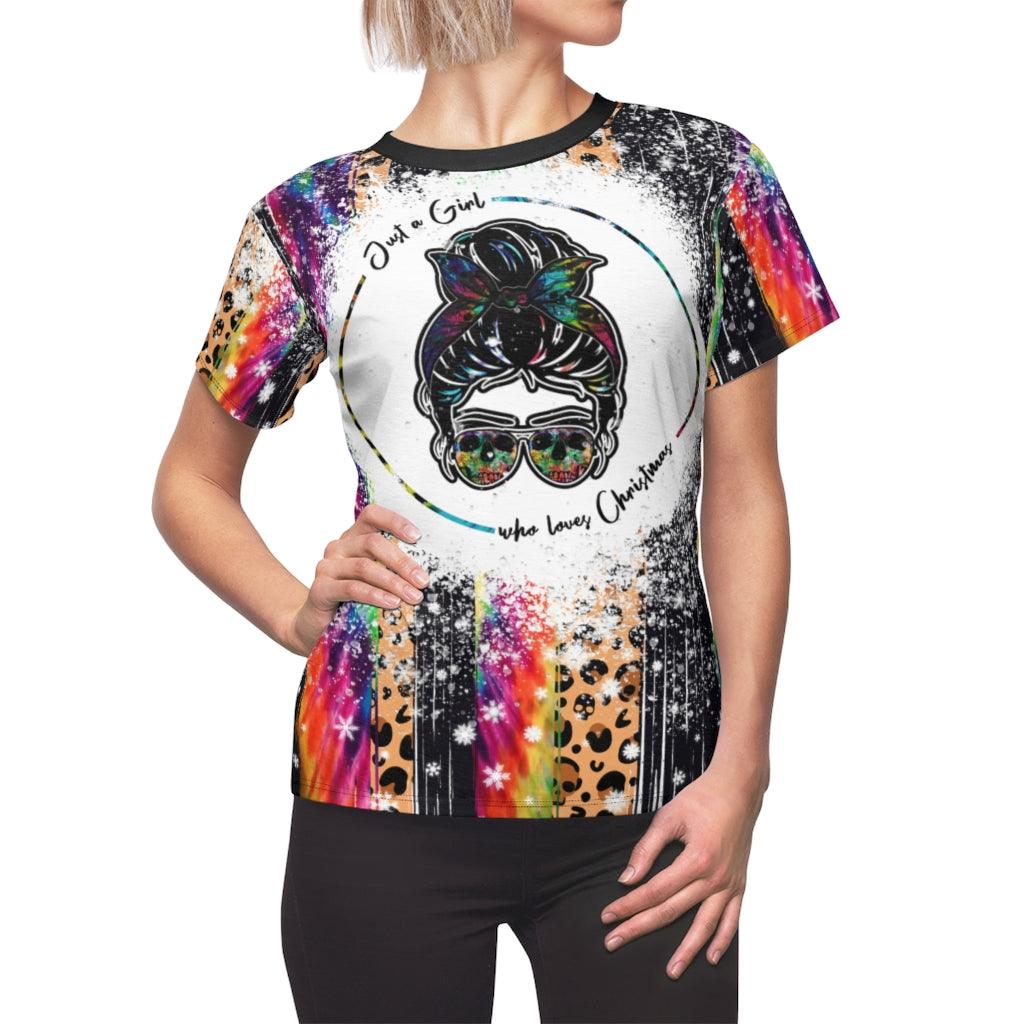 Just A Girl Who Loves Christmas All Over Print T-shirt For Women - Wonder Skull