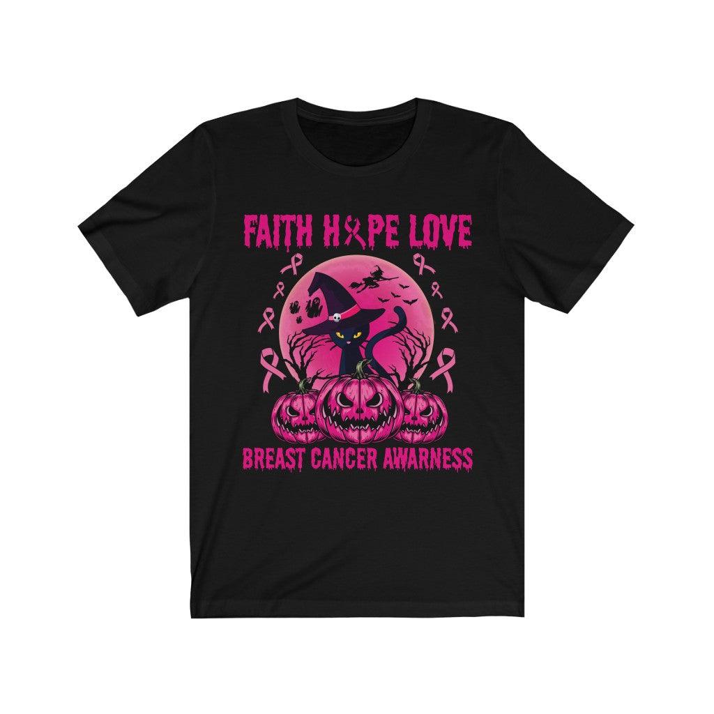 Faith Hope Love Breast Cancer Awareness T-Shirt - Wonder Skull