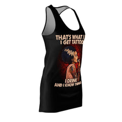 That's What I Do I Get Tatoos Women's Cut & Sew Racerback Dress - Wonder Skull