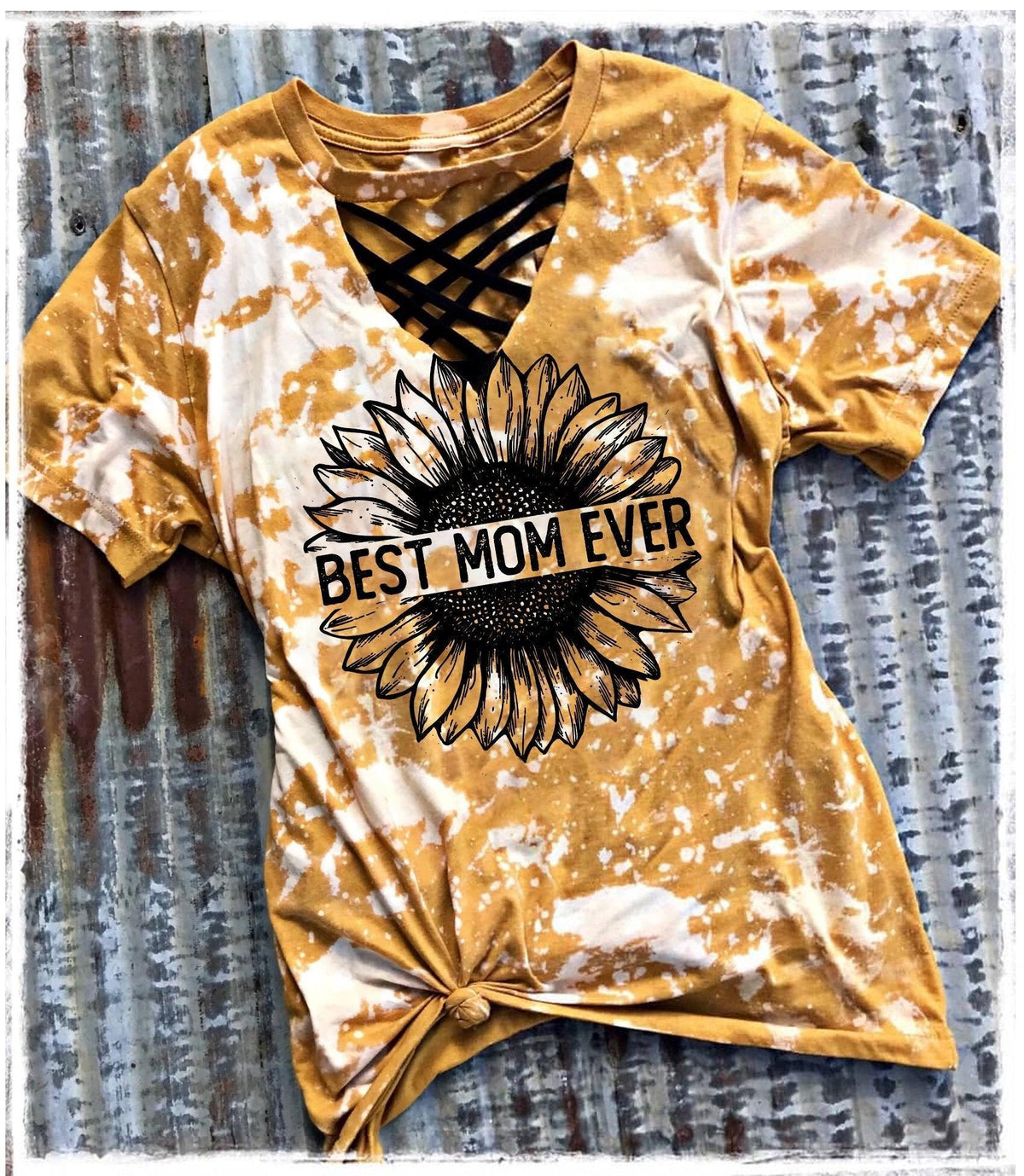 Best Mom Ever Sunflower Smeary Yellow Tie Dye T Shirt For Women - Wonder Hippie Official