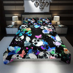 Butterfly Skull Pattern Duvet Cover Set - Wonder Skull