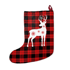 Reindeer Checkered Red Christmas Stockings - Wonder Skull