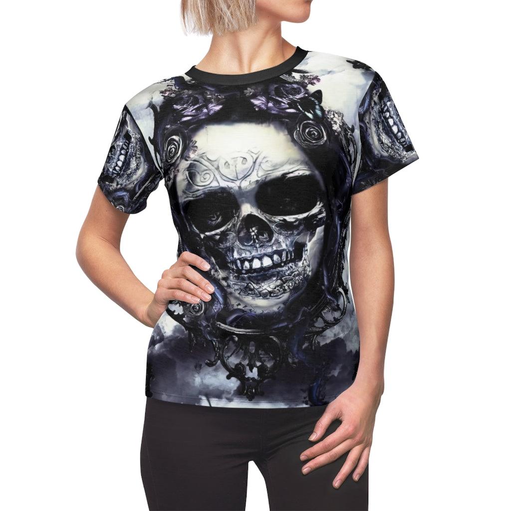 Skull Gothic Mirror All Over Print T-shirt For Women - Wonder Skull