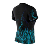 Blue Flaming Skull All Over Print T-shirt For Women - Wonder Skull