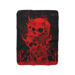 Skull Hell Devil Sherpa Fleece Blanket - Wonder Skull