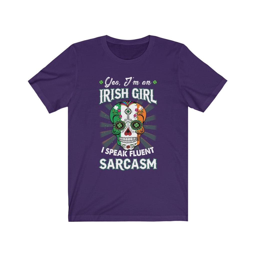 Funny Irish Girl Speaks Sarcasm Skull T-Shirt - Wonder Skull