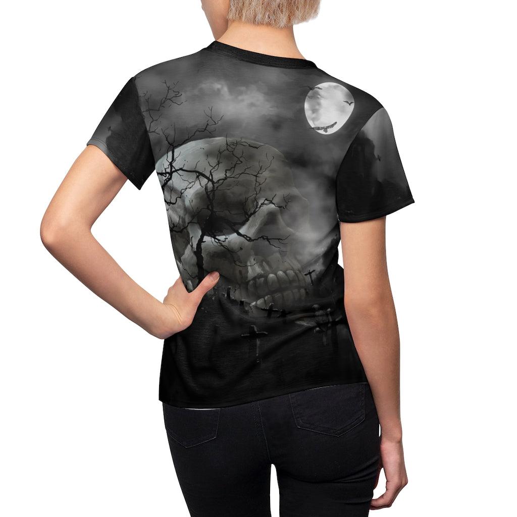 Skull Night Moon Cemetery All Over Print T-shirt For Women - Wonder Skull