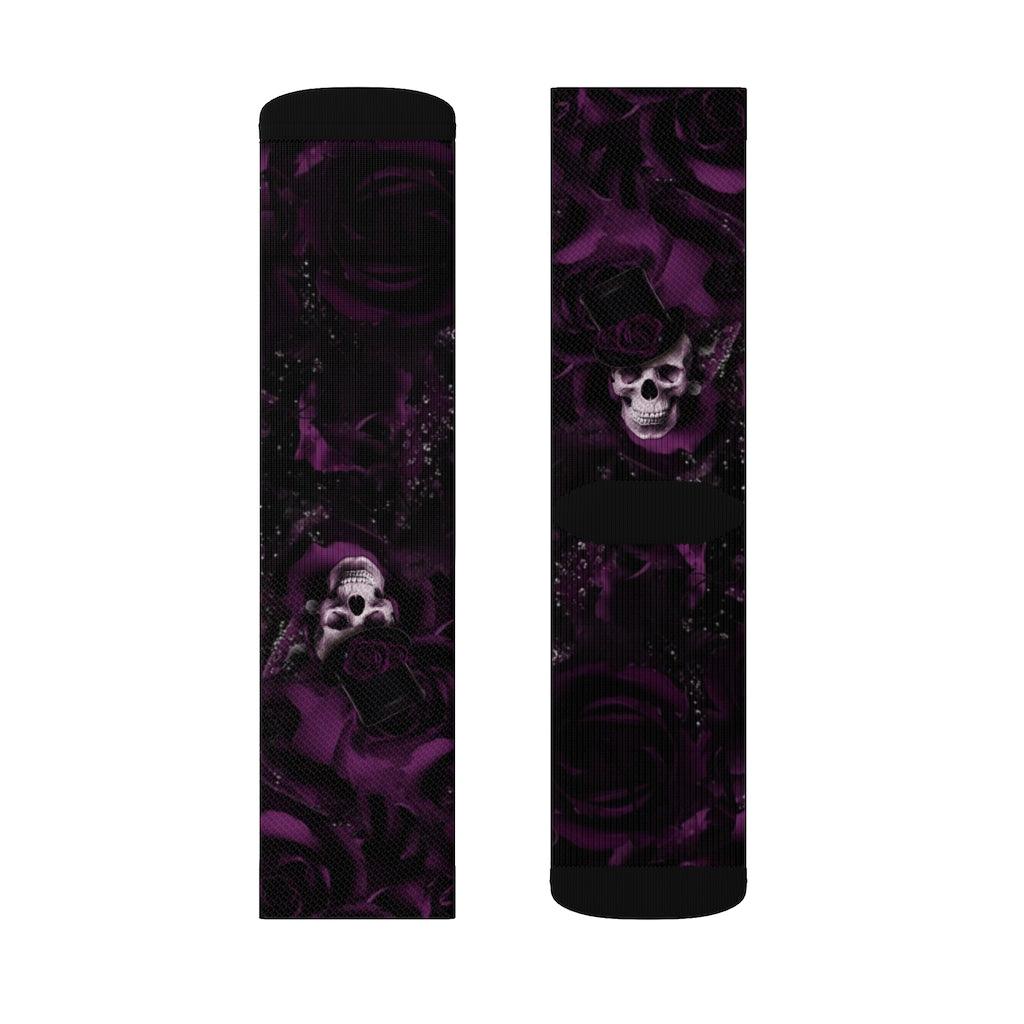 Violet Rose Skull Sublimation Socks - Wonder Skull