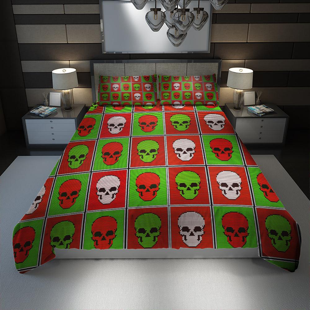 Christmas Skull Tartan Duvet Cover Set - Wonder Skull