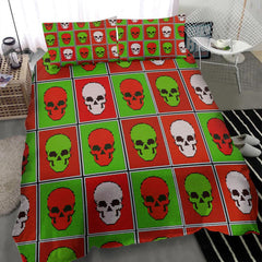 Christmas Skull Tartan Duvet Cover Set - Wonder Skull