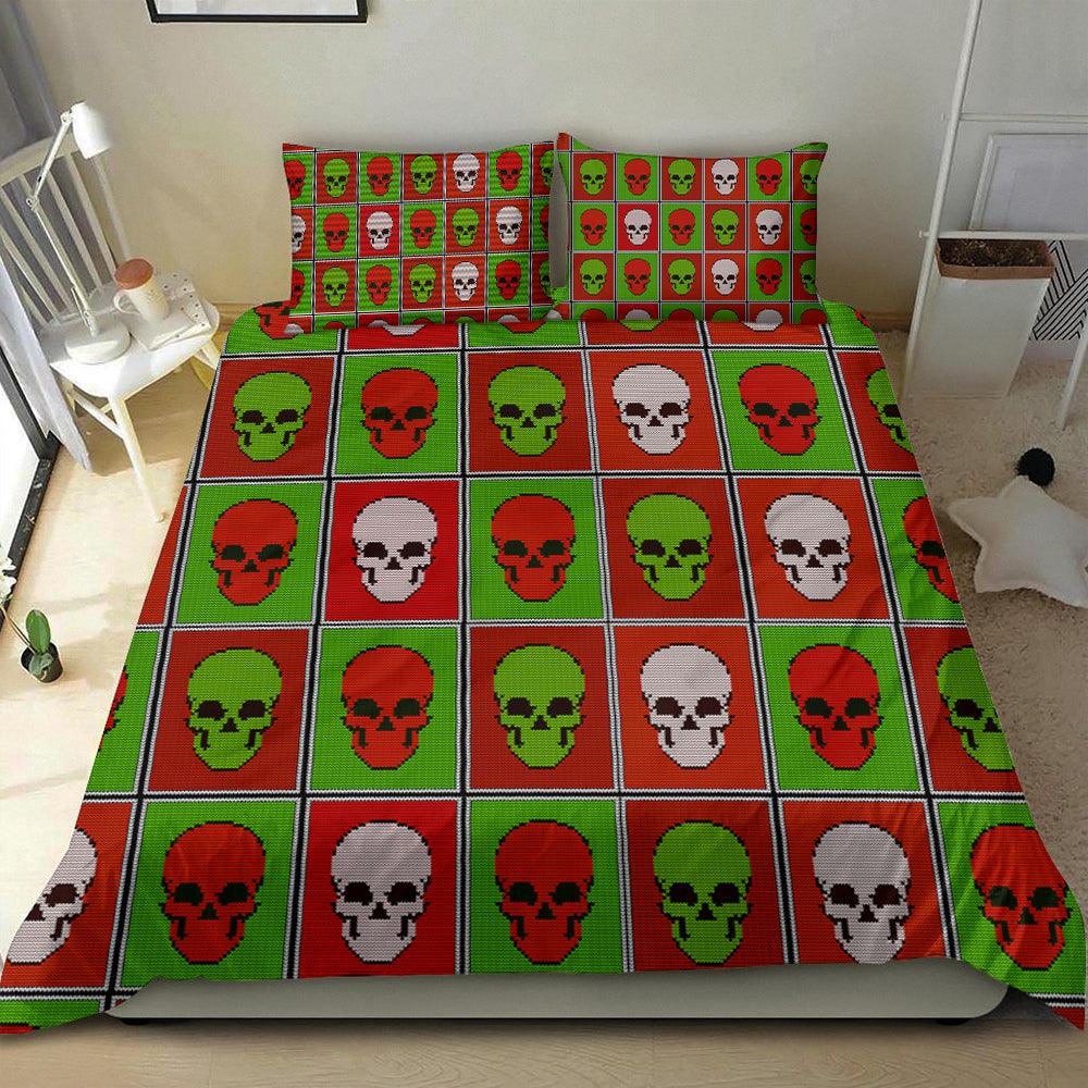 Christmas Skull Tartan Duvet Cover Set - Wonder Skull