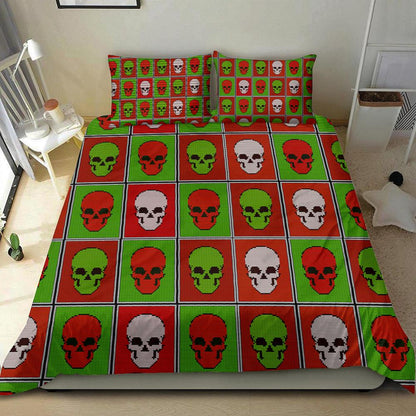 Christmas Skull Tartan Duvet Cover Set - Wonder Skull