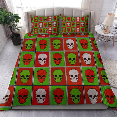 Christmas Skull Tartan Duvet Cover Set - Wonder Skull