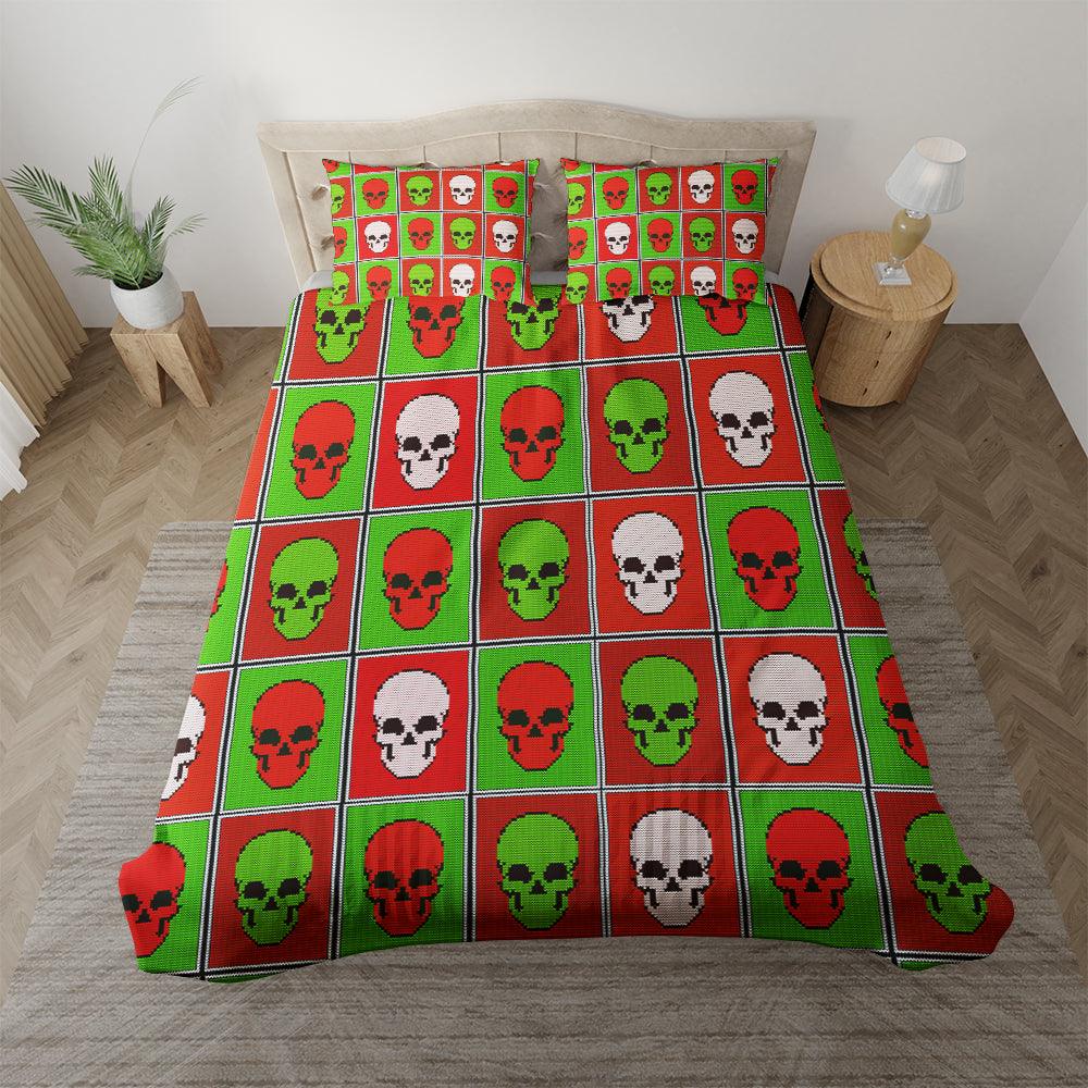 Christmas Skull Tartan Duvet Cover Set - Wonder Skull