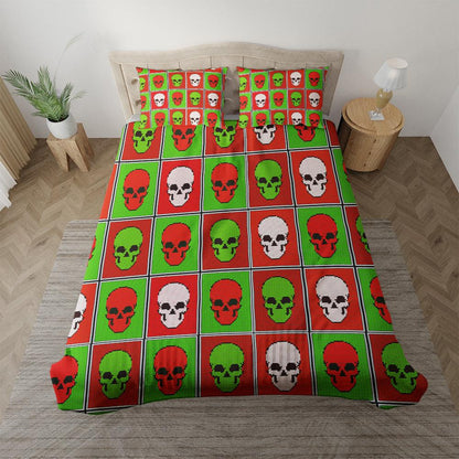 Christmas Skull Tartan Duvet Cover Set - Wonder Skull