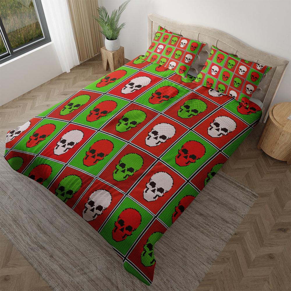 Christmas Skull Tartan Duvet Cover Set - Wonder Skull