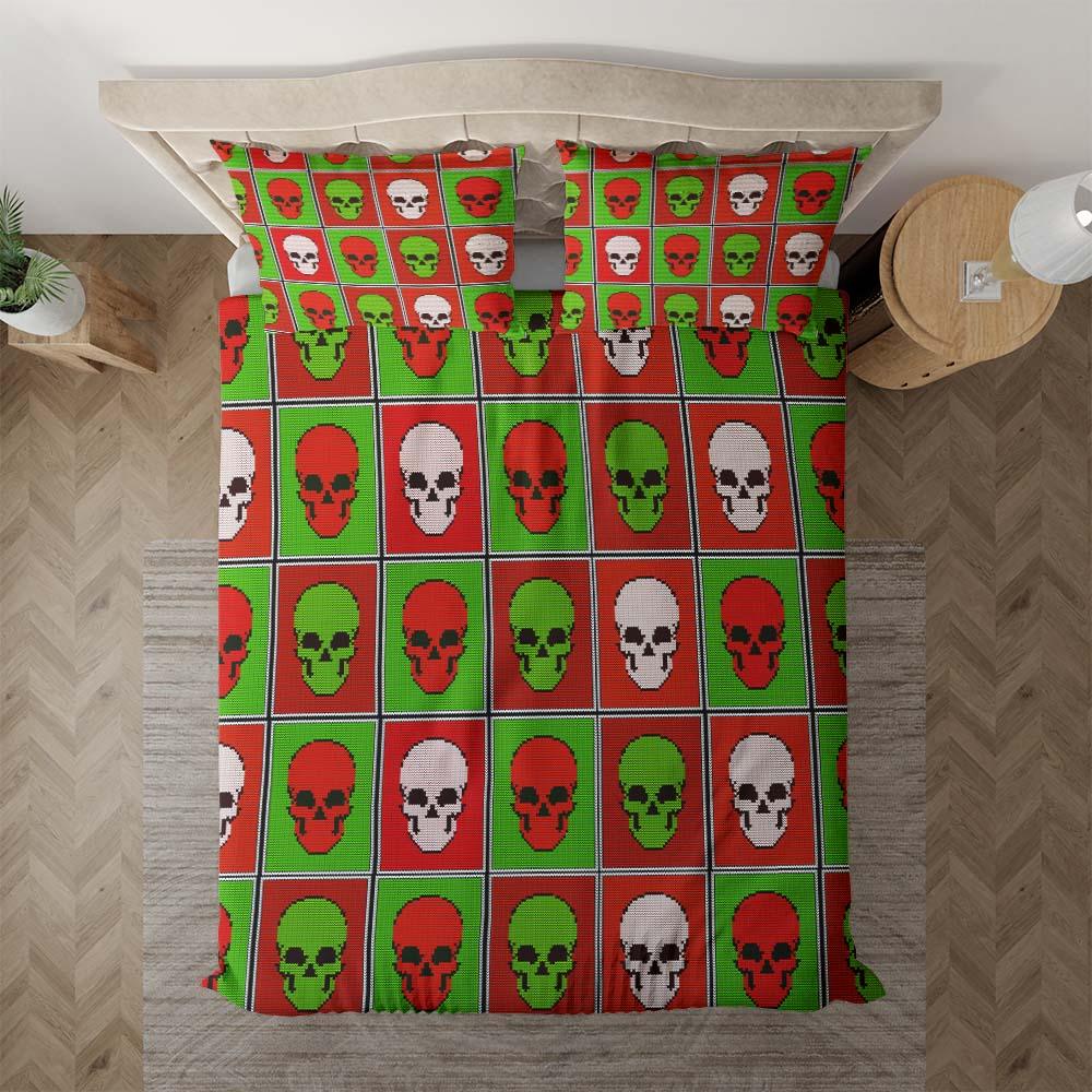Christmas Skull Tartan Duvet Cover Set - Wonder Skull