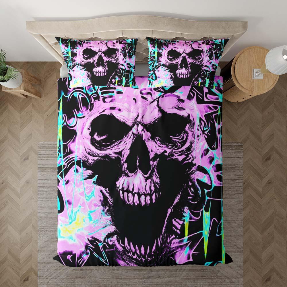 Chromatic Skull Splatter Duvet Cover Set - Wonder Skull