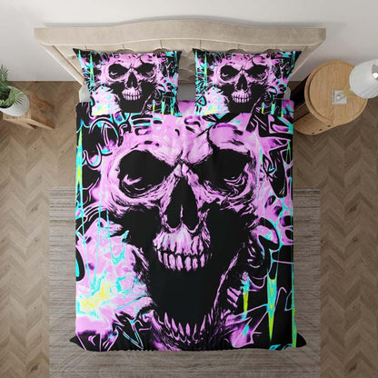 Chromatic Skull Splatter Duvet Cover Set - Wonder Skull