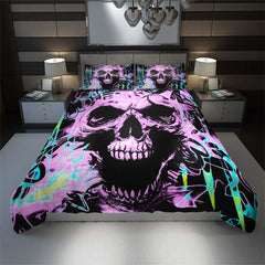 Chromatic Skull Splatter Duvet Cover Set - Wonder Skull