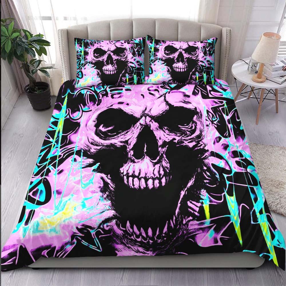 Chromatic Skull Splatter Duvet Cover Set - Wonder Skull