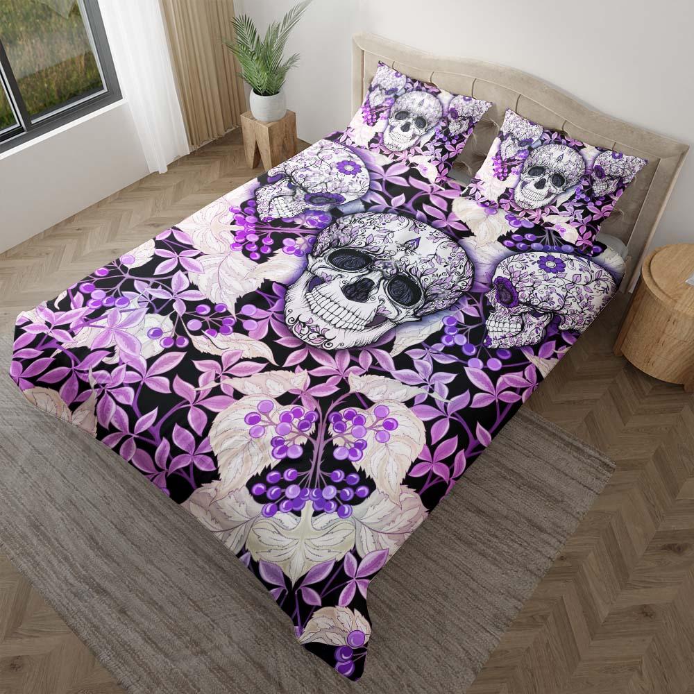 Colored Skull Plant Duvet Cover Set - Wonder Skull