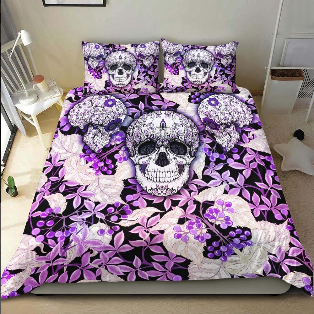 Colored Skull Plant Duvet Cover Set - Wonder Skull