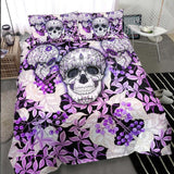 Colored Skull Plant Duvet Cover Set - Wonder Skull