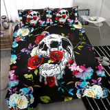 Colorful Floral Skull Duvet Cover Set - Wonder Skull