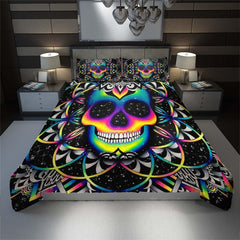 Colorful Galaxy Skull Mandala Duvet Cover Set - Wonder Skull