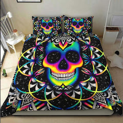 Colorful Galaxy Skull Mandala Duvet Cover Set - Wonder Skull