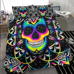 Colorful Galaxy Skull Mandala Duvet Cover Set - Wonder Skull