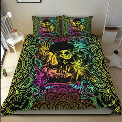 Colorful Mandala Skull Lily Duvet Cover Set - Wonder Skull