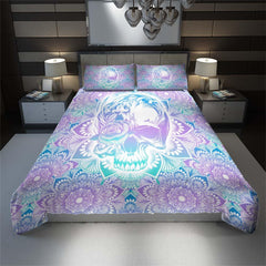 Colorful Mandala Skull With Flower Duvet Cover Set - Wonder Skull