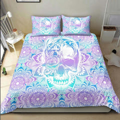 Colorful Mandala Skull With Flower Duvet Cover Set - Wonder Skull