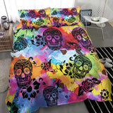 Colorful Tie Dye Luxury Sugar Skull Duvet Cover Set - Wonder Skull