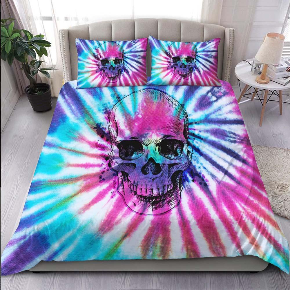 Colorful Tie Dye Skull Duvet Cover Set - Wonder Skull