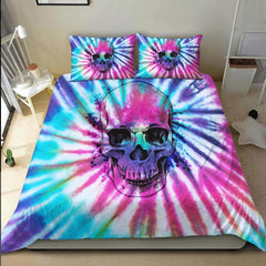 Colorful Tie Dye Skull Duvet Cover Set - Wonder Skull