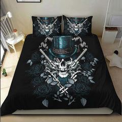 Cool Skull Cowboy Dark Cyan Duvet Cover Set - Wonder Skull