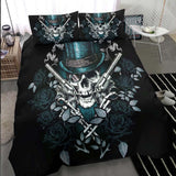 Cool Skull Cowboy Dark Cyan Duvet Cover Set - Wonder Skull
