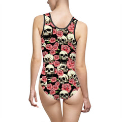 Skull And Flower Women's Classic One-Piece Swimsuit - Wonder Skull