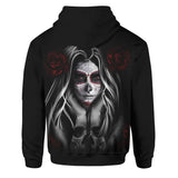 Girl Day Of The Dead All Over Print Unisex Pullover Hoodie, Fashionable Outerwear Full Printed - Wonder Skull